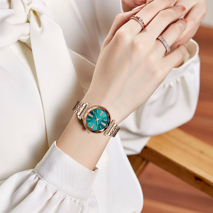 Giordano Stylish Diamond Studded Analog Wrist Watch for Women with Elegant Diamond Cut Glass and Stainless Steel Strap | GZ-60084-22